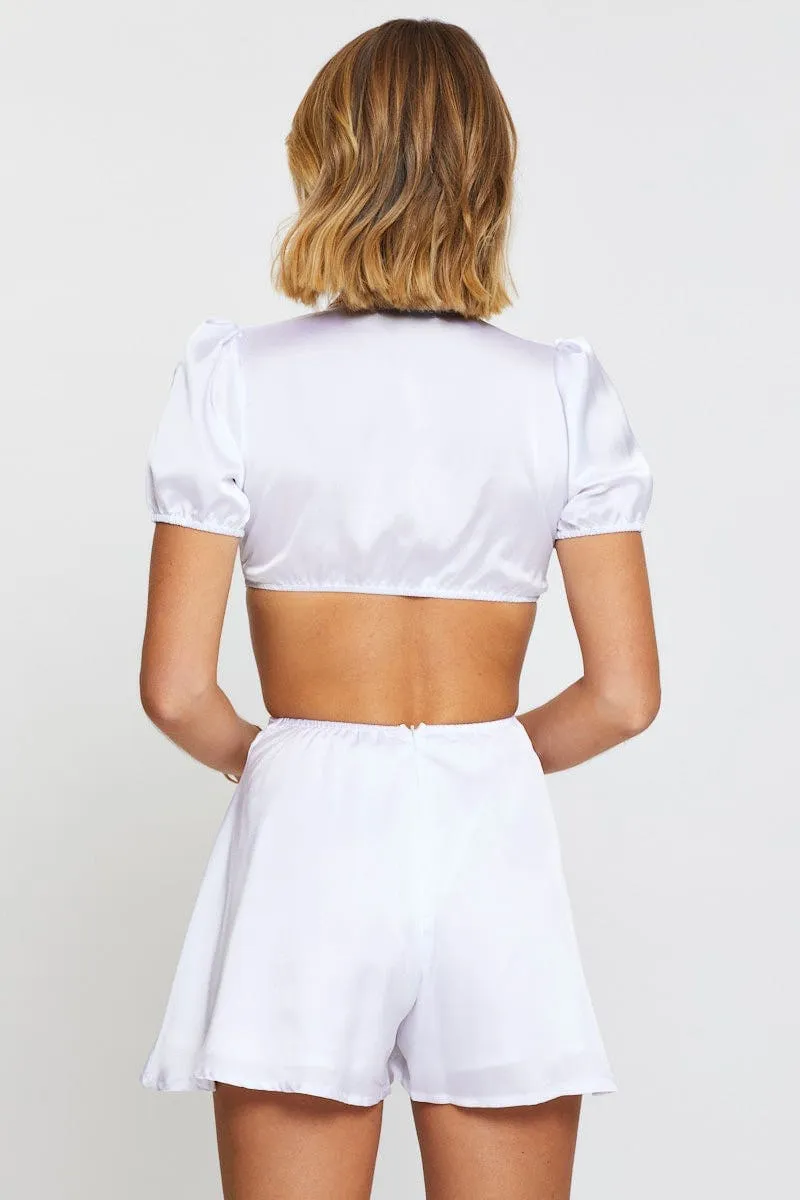 White Playsuit Short Sleeve sold by Ally Fashion product image thumbnail 5