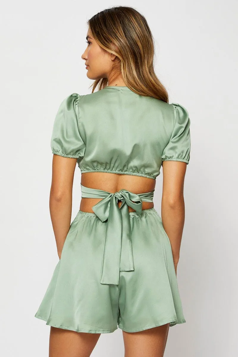 Green Playsuit Short Sleeve sold by Ally Fashion product image thumbnail 5
