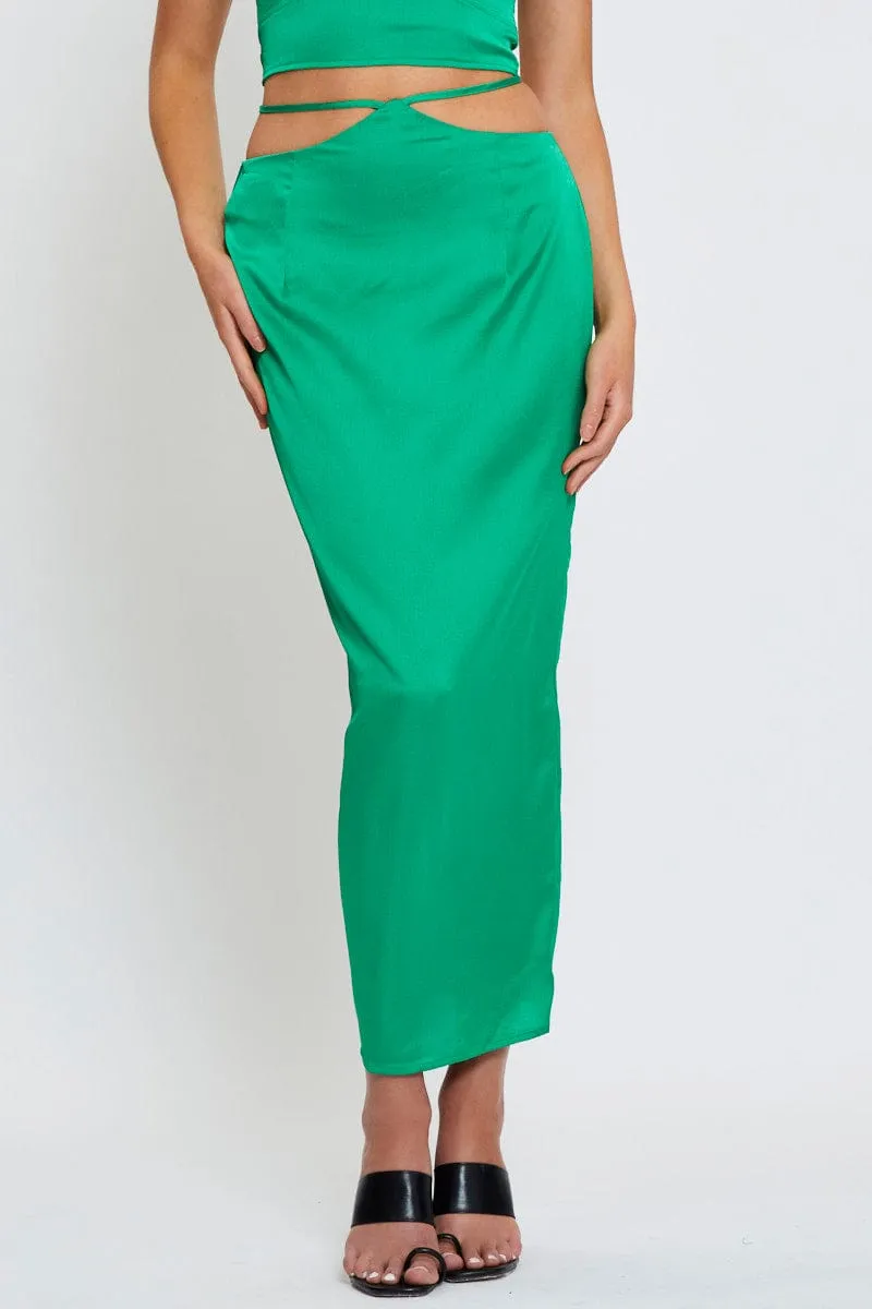 Green Slip Skirt Maxi Satin sold by Ally Fashion product image thumbnail 2