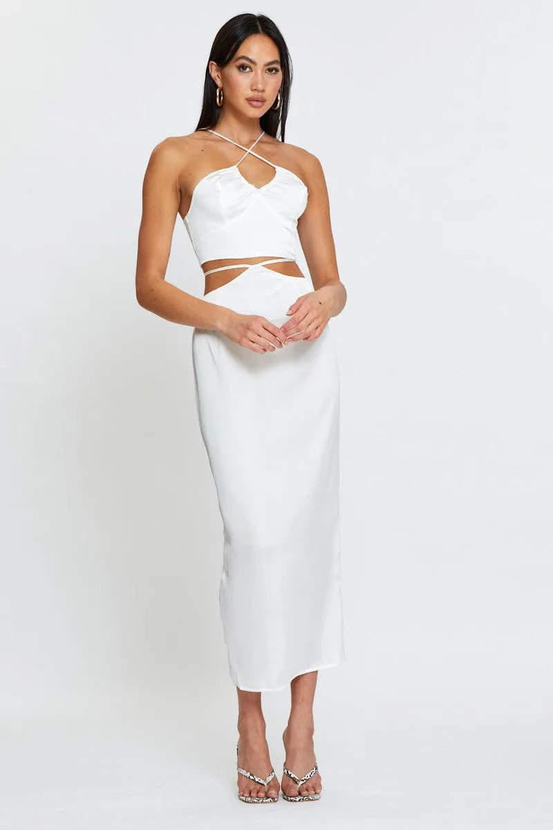 White Slip Skirt Maxi Satin sold by Ally Fashion product image thumbnail 3