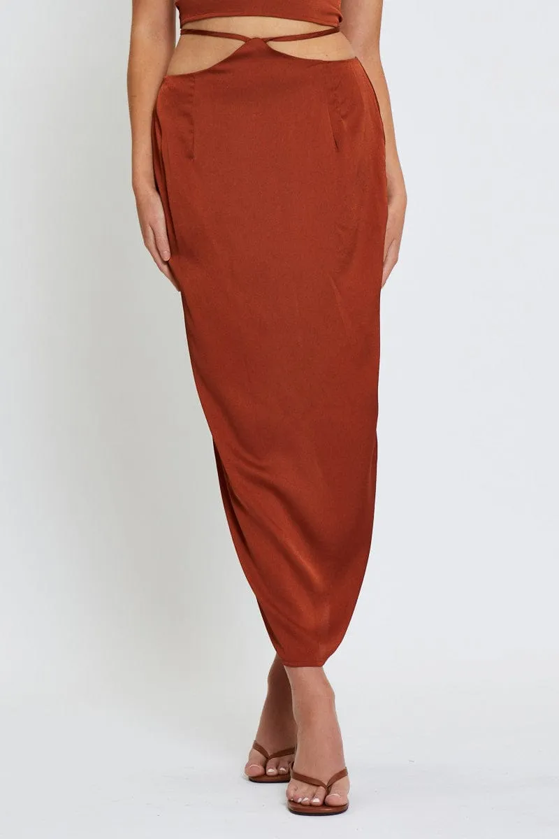 Beige Slip Skirt Maxi Satin sold by Ally Fashion product image thumbnail 2