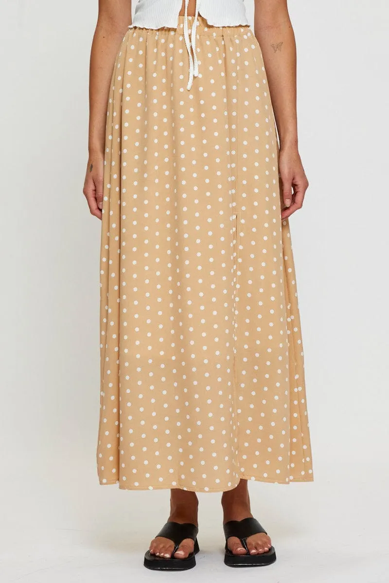 Polka Dot High Waist Front Slit Maxi Skirt sold by Ally Fashion product image thumbnail 2