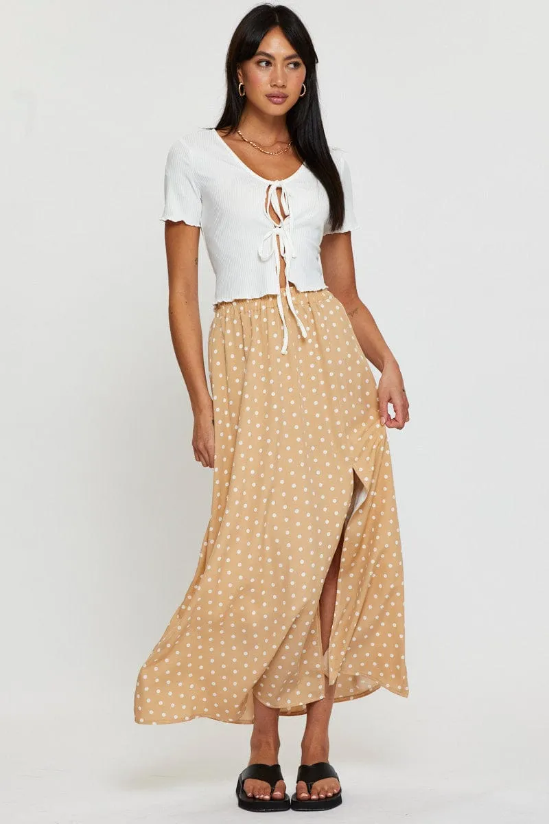 Polka Dot High Waist Front Slit Maxi Skirt sold by Ally Fashion product image thumbnail 3