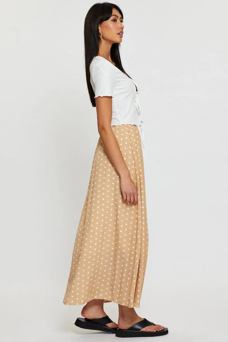 Polka Dot High Waist Front Slit Maxi Skirt sold by Ally Fashion product image thumbnail 4