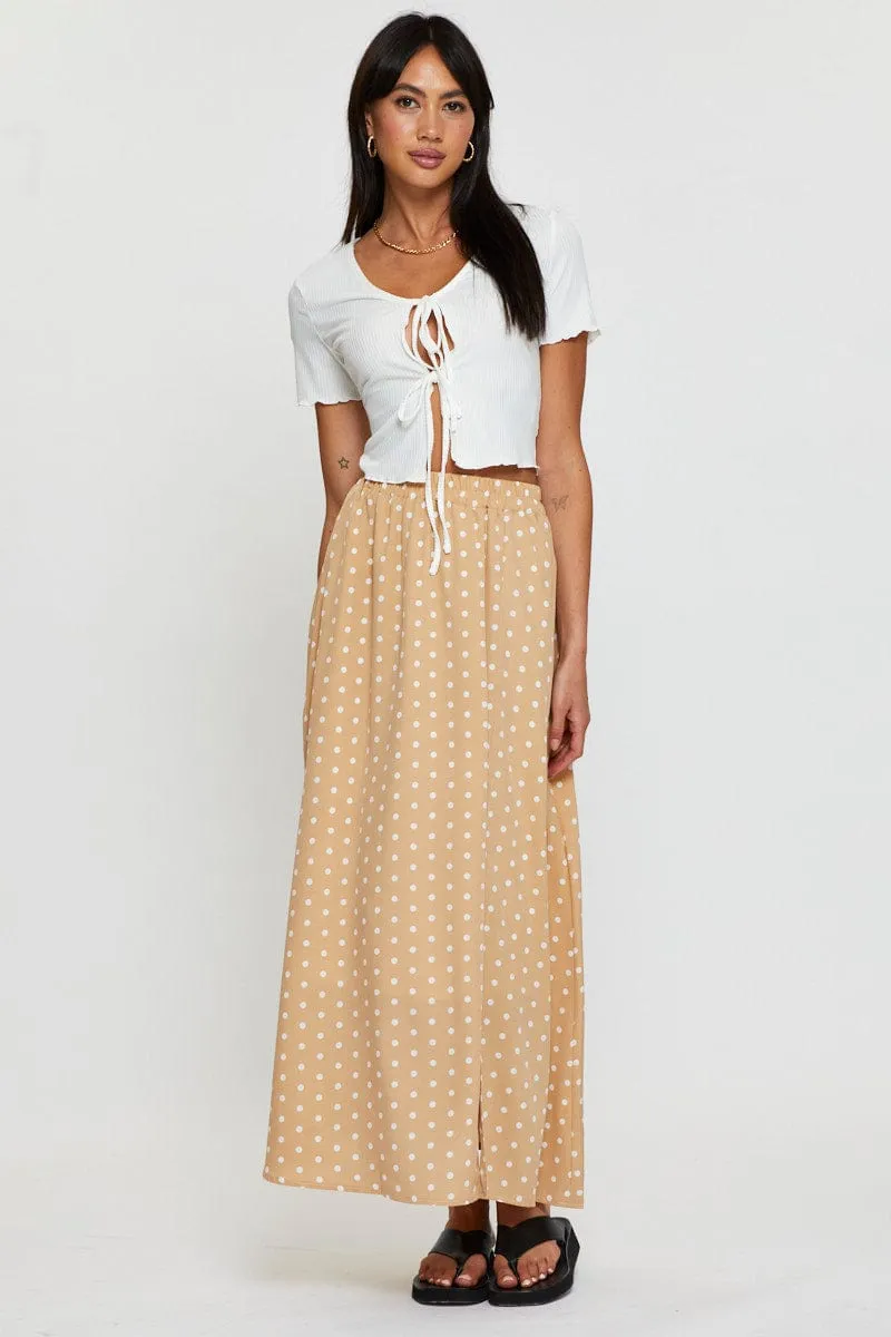 Polka Dot High Waist Front Slit Maxi Skirt sold by Ally Fashion