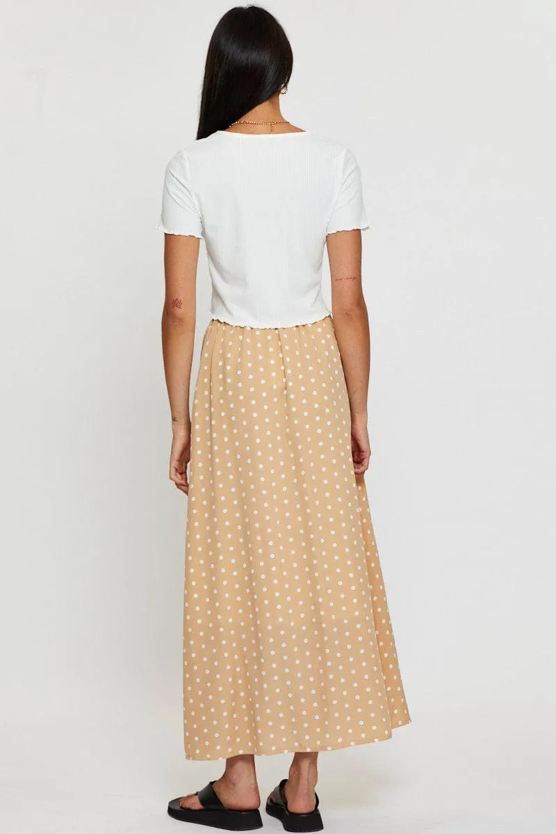 Polka Dot High Waist Front Slit Maxi Skirt sold by Ally Fashion product image thumbnail 5