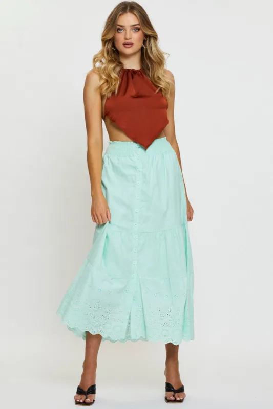 Green Maxi Skirt High Rise sold by Ally Fashion