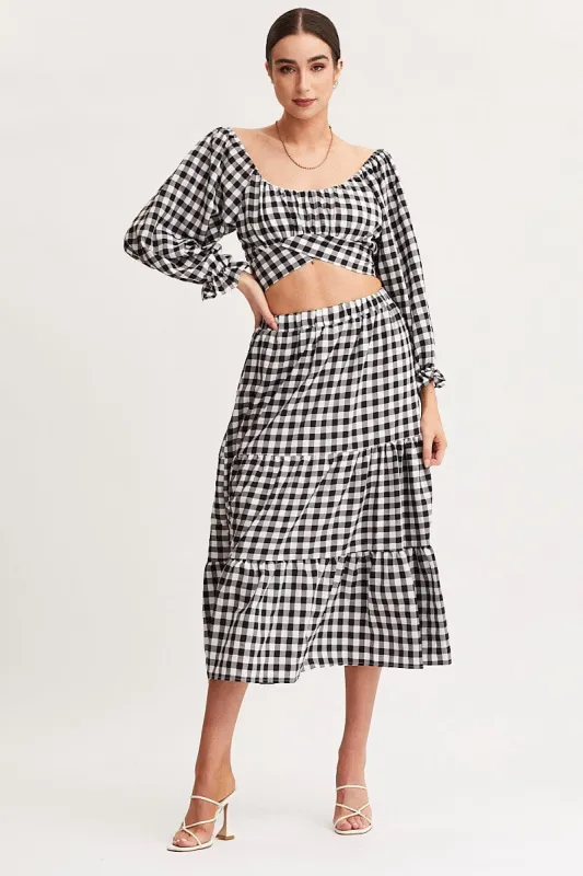 Check Midi Skirt High Rise sold by Ally Fashion