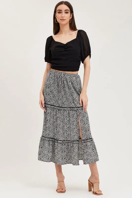 Ditsy Print Maxi Skirt High Rise sold by Ally Fashion
