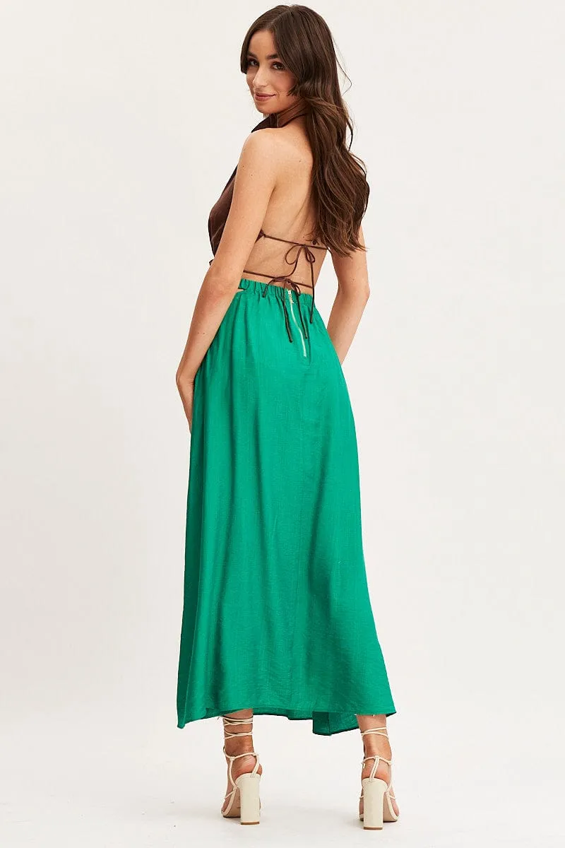 Green Maxi Skirt High Rise Cut Out sold by Ally Fashion product image thumbnail 4