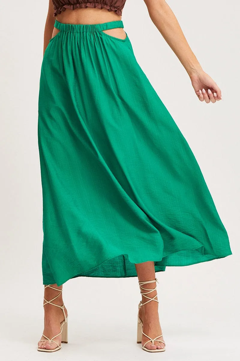Green Maxi Skirt High Rise Cut Out sold by Ally Fashion product image thumbnail 2