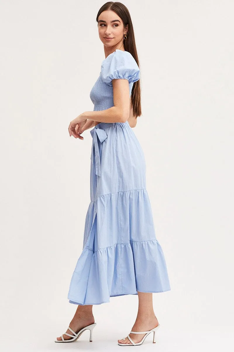 Blue Maxi Skirt High Rise Tiered sold by Ally Fashion product image thumbnail 4