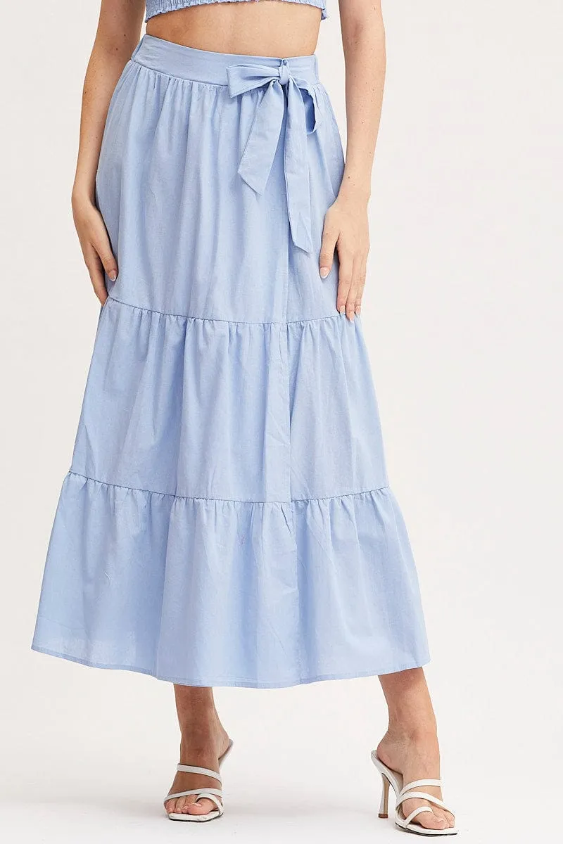 Blue Maxi Skirt High Rise Tiered sold by Ally Fashion product image thumbnail 2