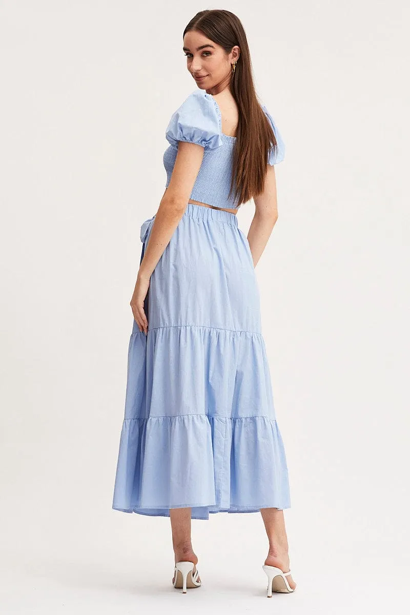 Blue Maxi Skirt High Rise Tiered sold by Ally Fashion product image thumbnail 5