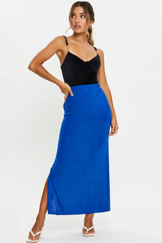 Blue Maxi Skirt High Rise Pencil sold by Ally Fashion