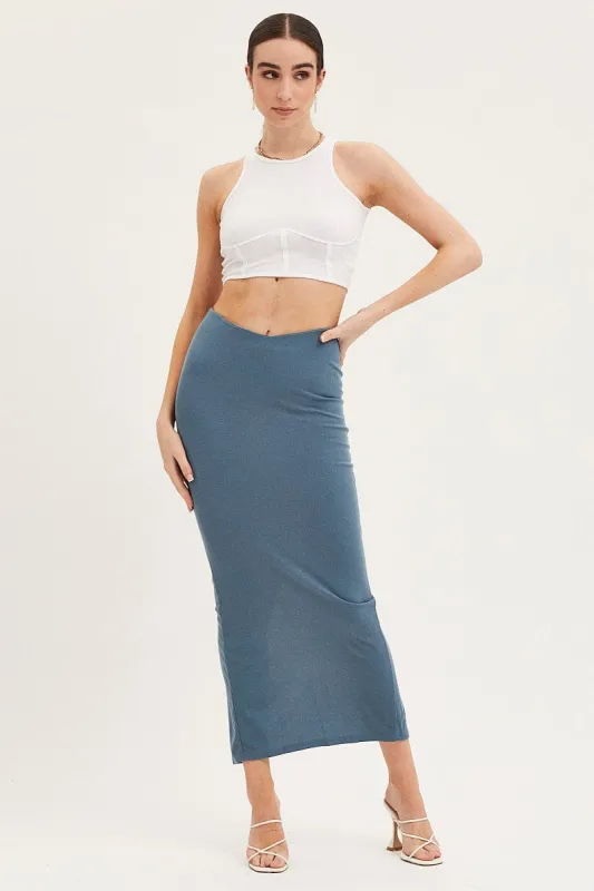 Blue Maxi Skirt High Rise Pencil sold by Ally Fashion