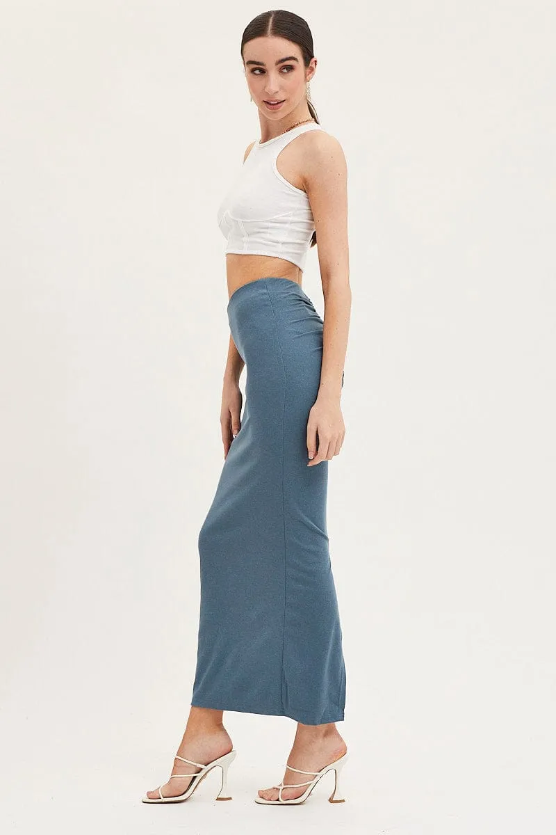 Blue Maxi Skirt High Rise Pencil sold by Ally Fashion product image thumbnail 4