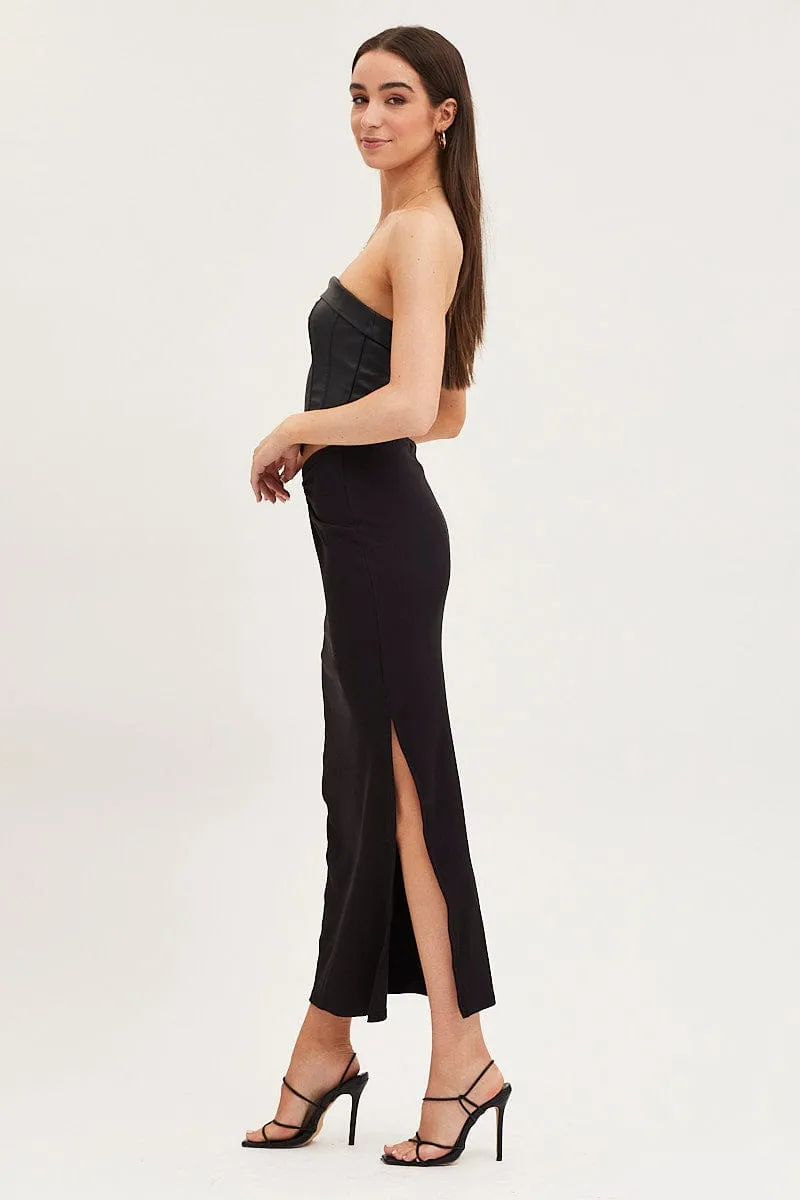 Black Maxi Skirt High Rise Ring Detial Rib Jersey sold by Ally Fashion product image thumbnail 4