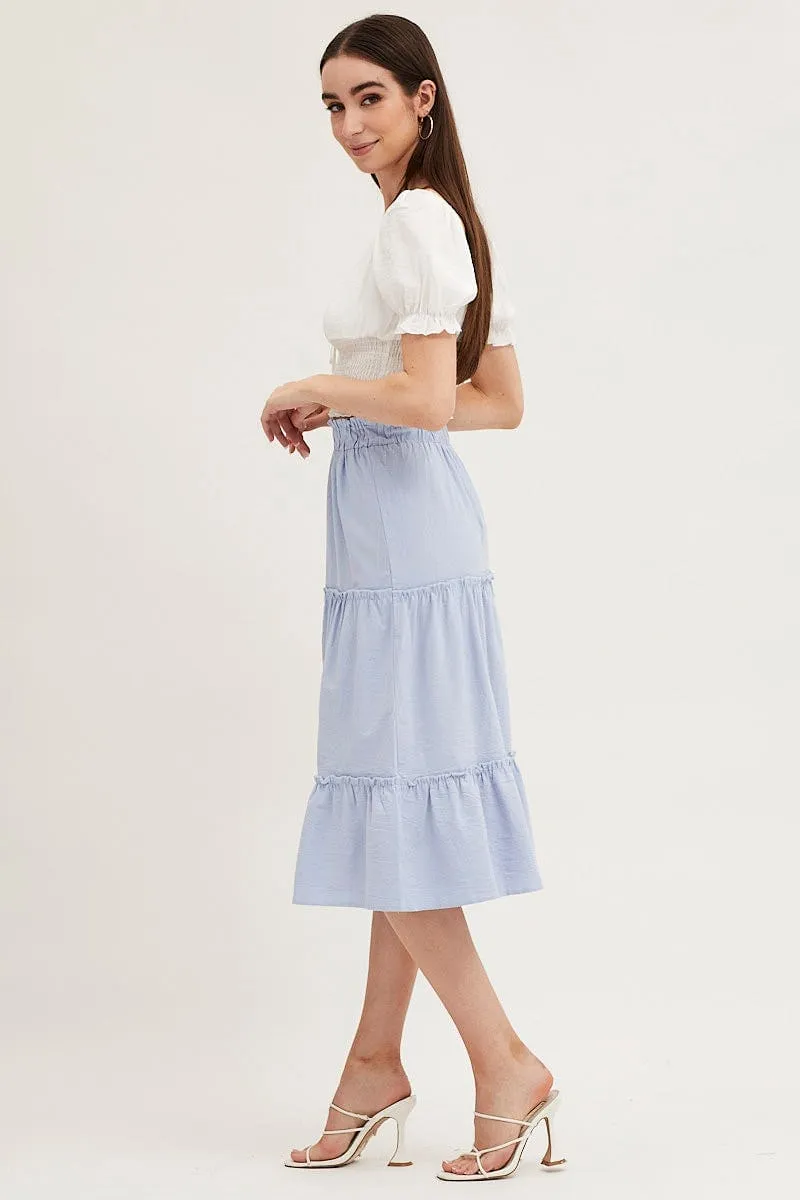 Blue Tiered Midi Skirt sold by Ally Fashion product image thumbnail 4
