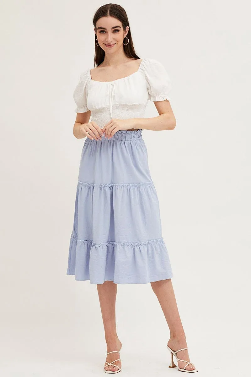Blue Tiered Midi Skirt sold by Ally Fashion product image thumbnail 3