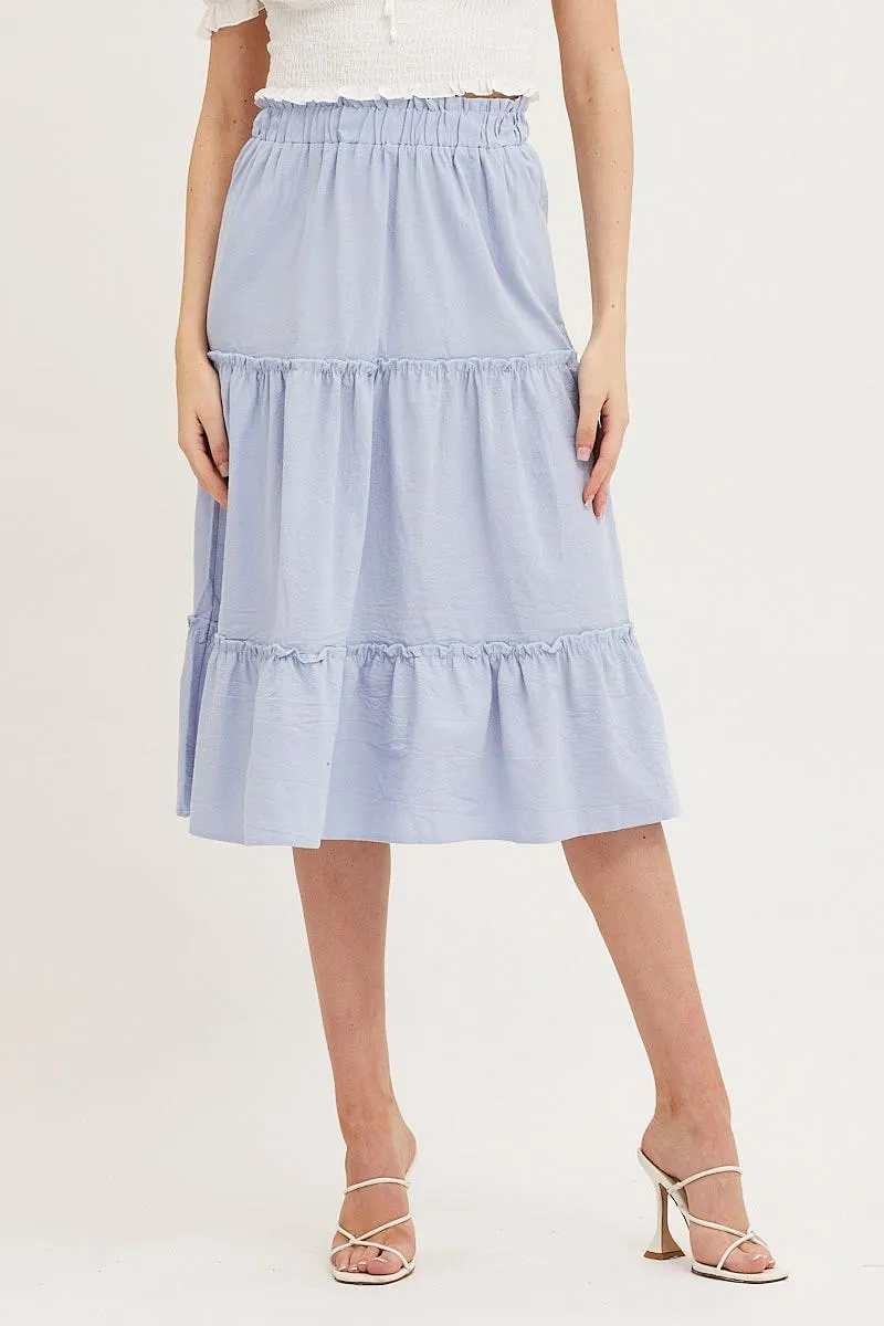 Blue Tiered Midi Skirt sold by Ally Fashion product image thumbnail 2