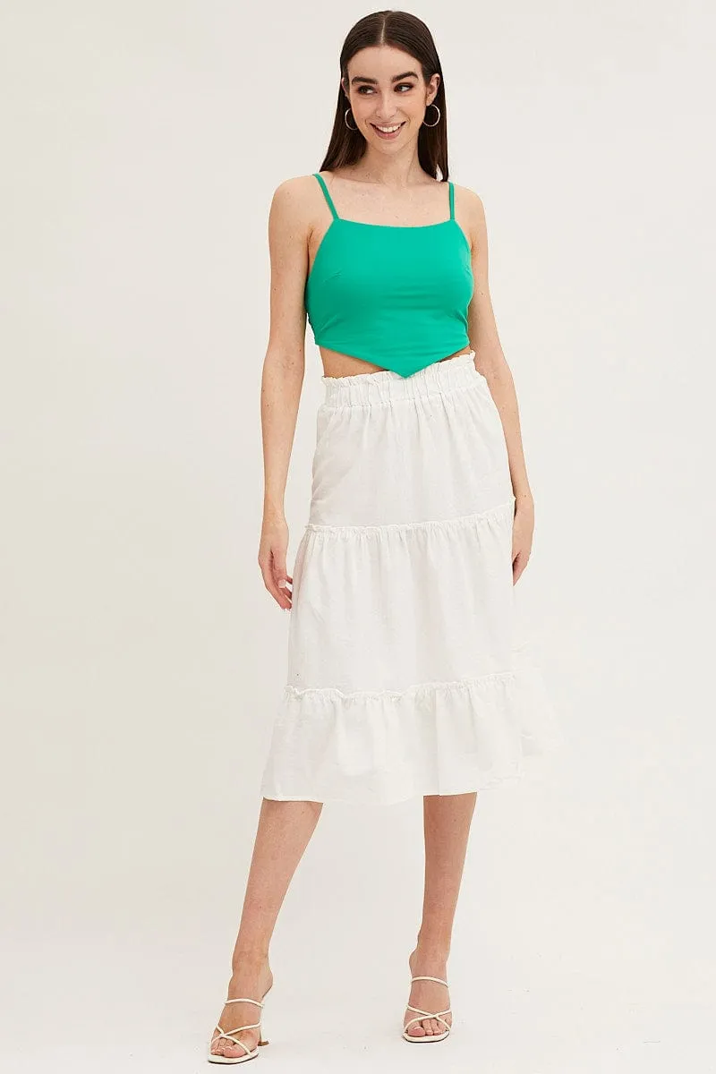 White Tiered Midi Skirt sold by Ally Fashion