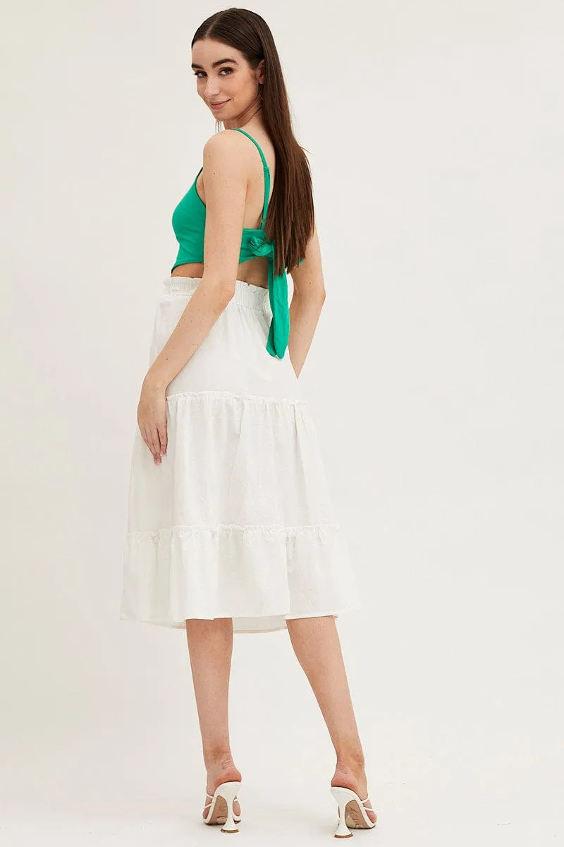 White Tiered Midi Skirt sold by Ally Fashion product image thumbnail 5