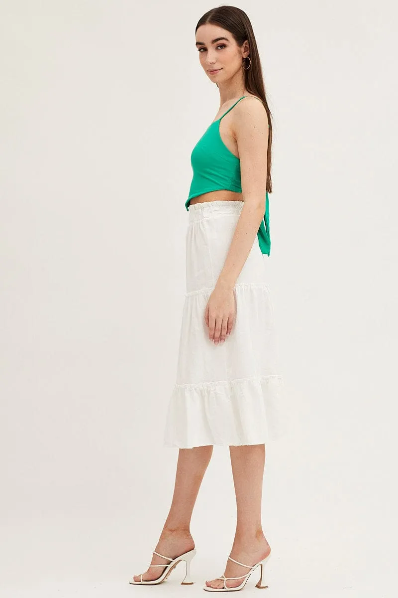White Tiered Midi Skirt sold by Ally Fashion product image thumbnail 4