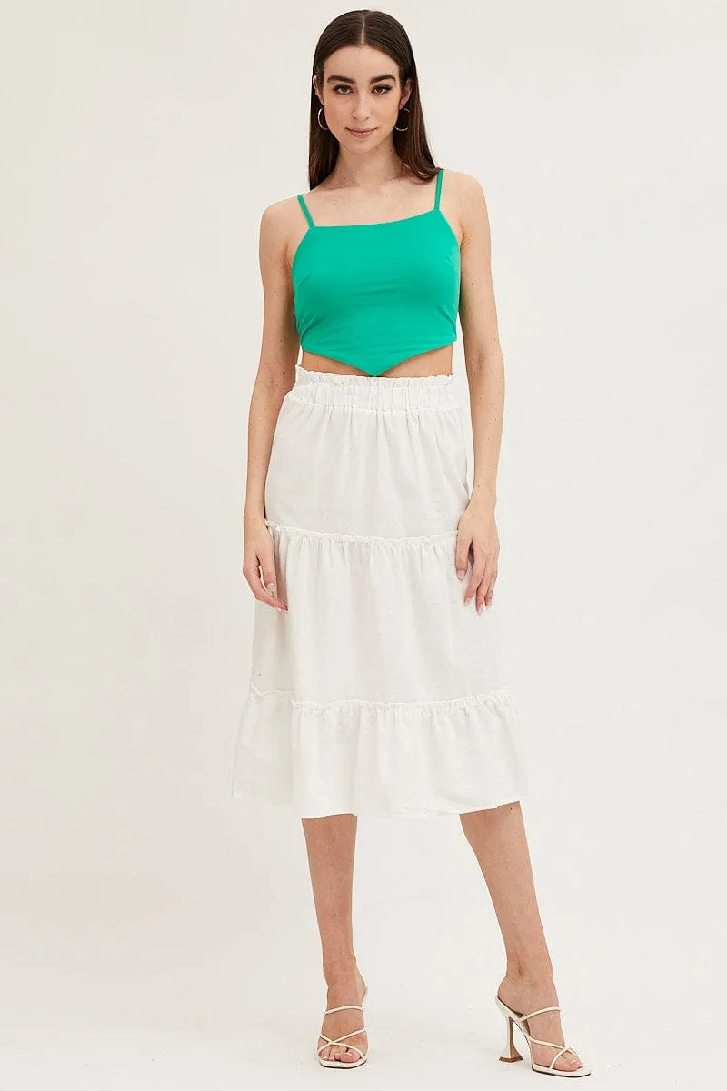 White Tiered Midi Skirt sold by Ally Fashion product image thumbnail 3