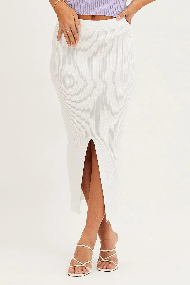 White Slit Kint Midi Skirt sold by Ally Fashion product image thumbnail 2