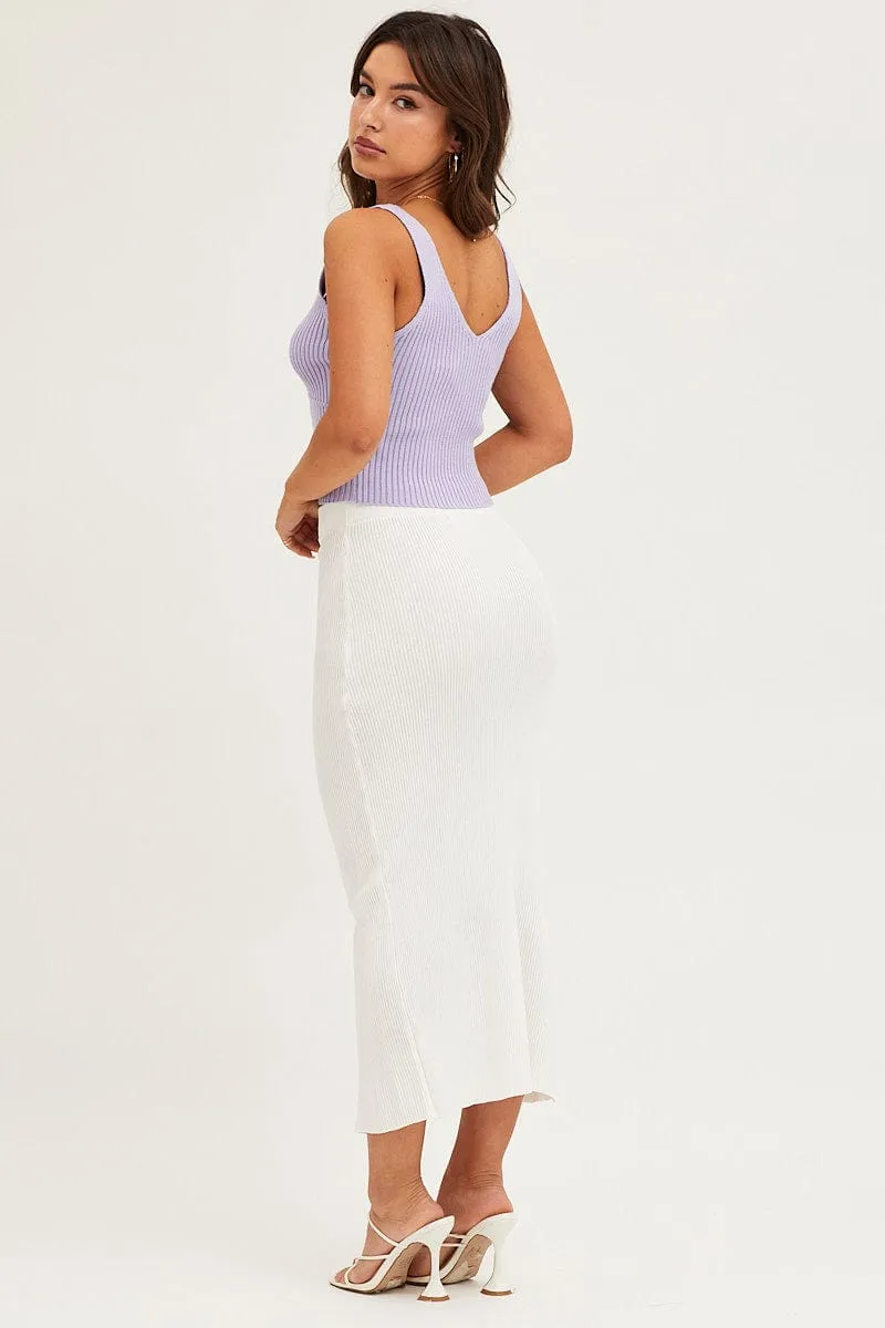 White Slit Kint Midi Skirt sold by Ally Fashion product image thumbnail 5