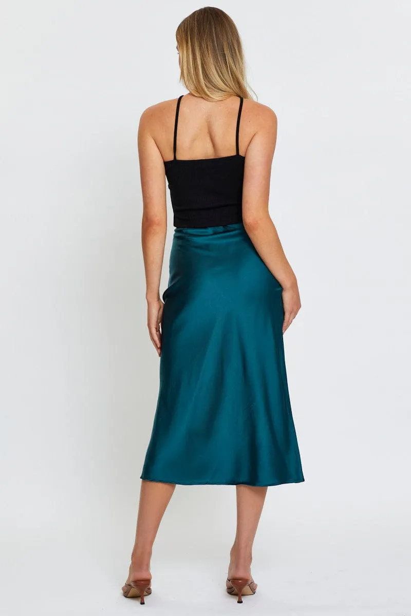 Blue Front Slit Slip Midi Skirt sold by Ally Fashion product image thumbnail 5