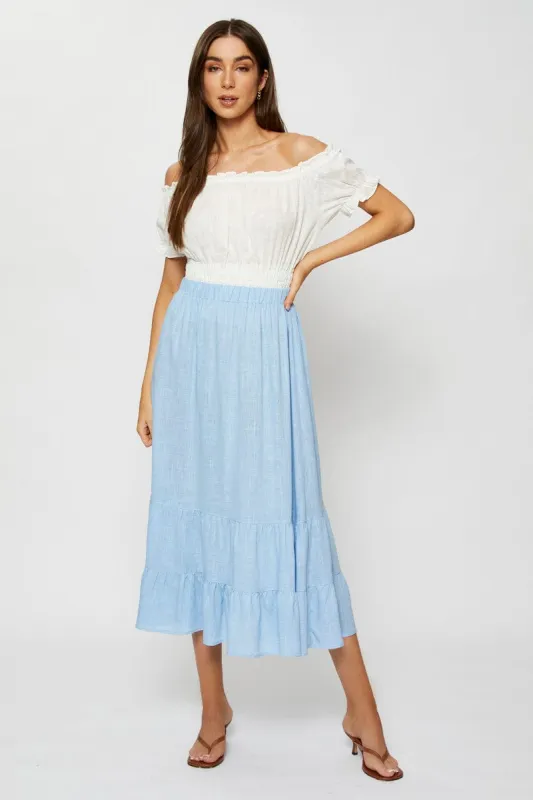 Blue Midi Skirt High Rise sold by Ally Fashion