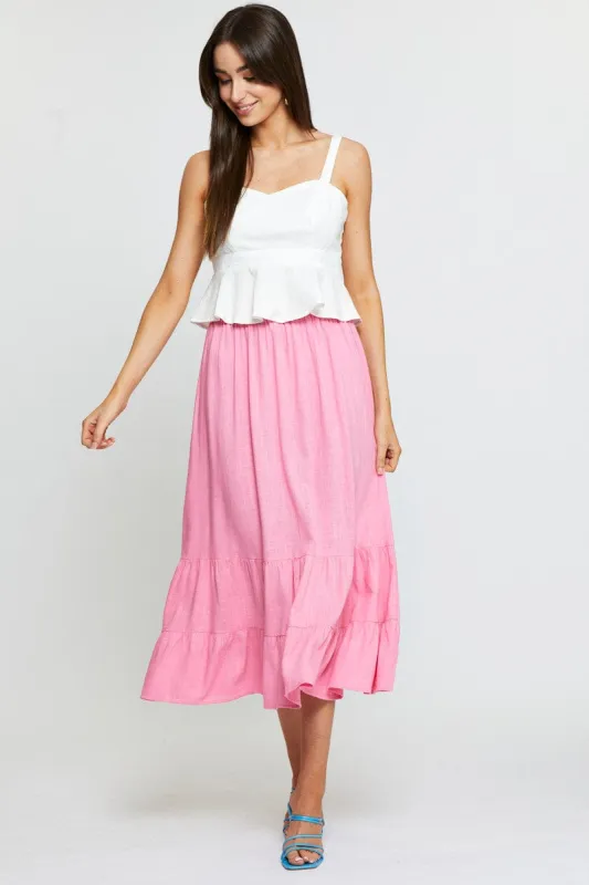 Pink Midi Skirt High Rise sold by Ally Fashion