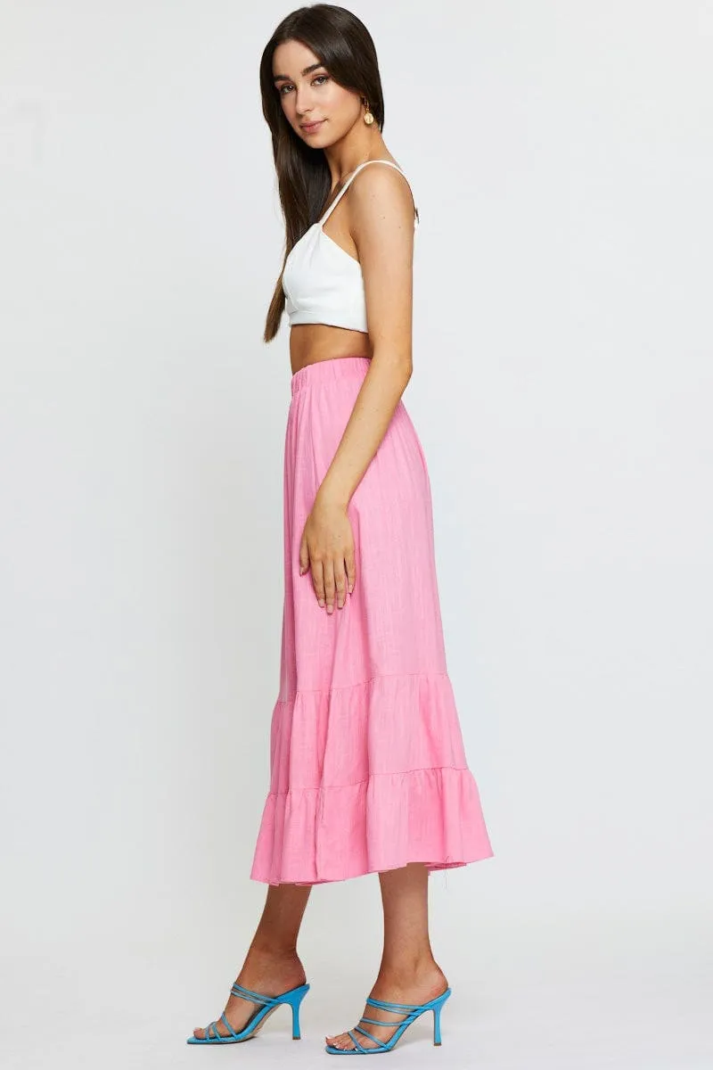 Pink Midi Skirt High Rise sold by Ally Fashion product image thumbnail 4