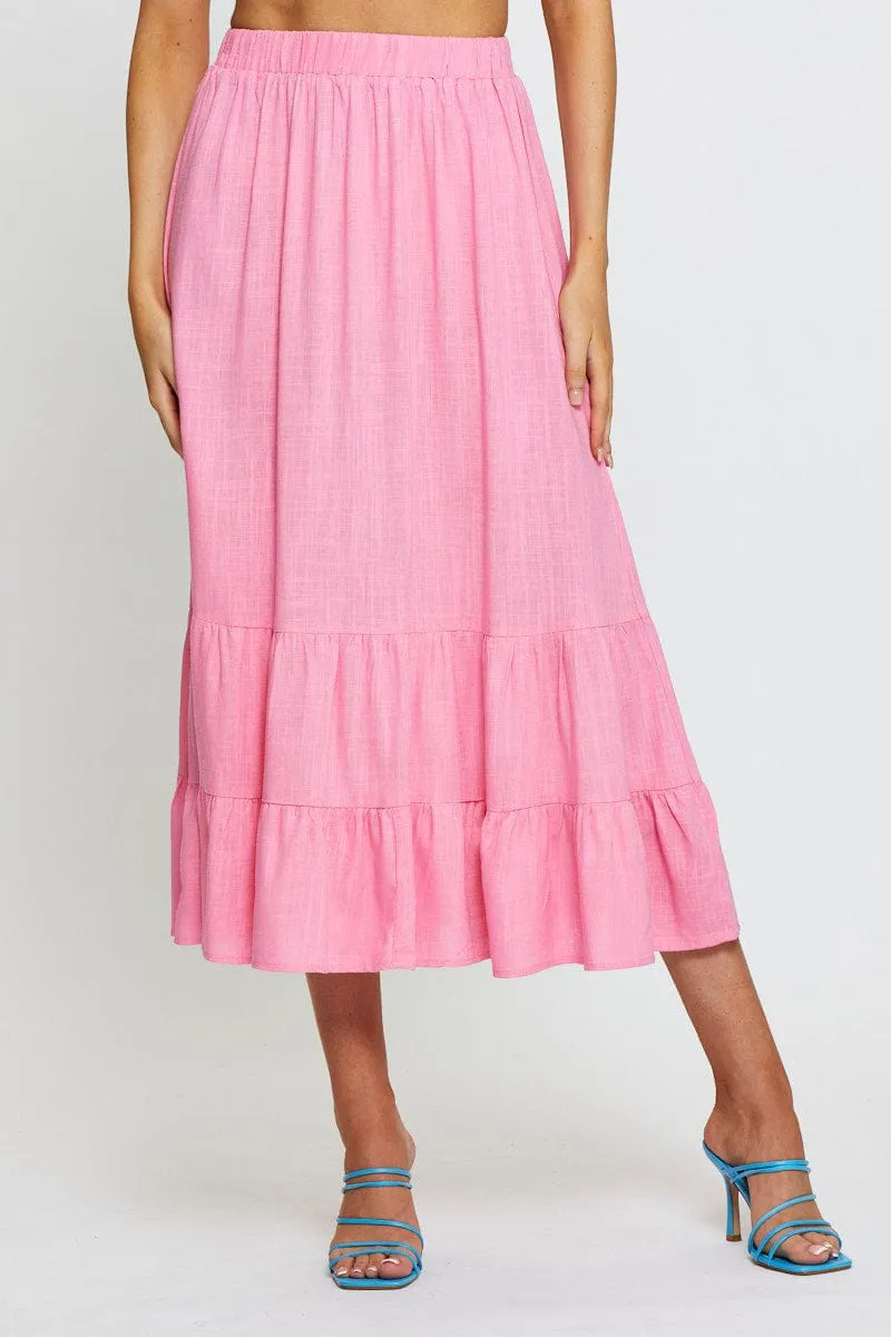 Pink Midi Skirt High Rise sold by Ally Fashion product image thumbnail 2