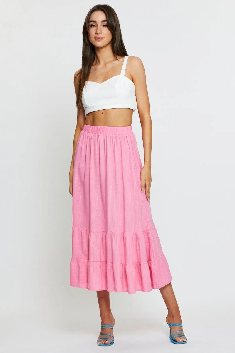 Pink Midi Skirt High Rise sold by Ally Fashion product image thumbnail 3