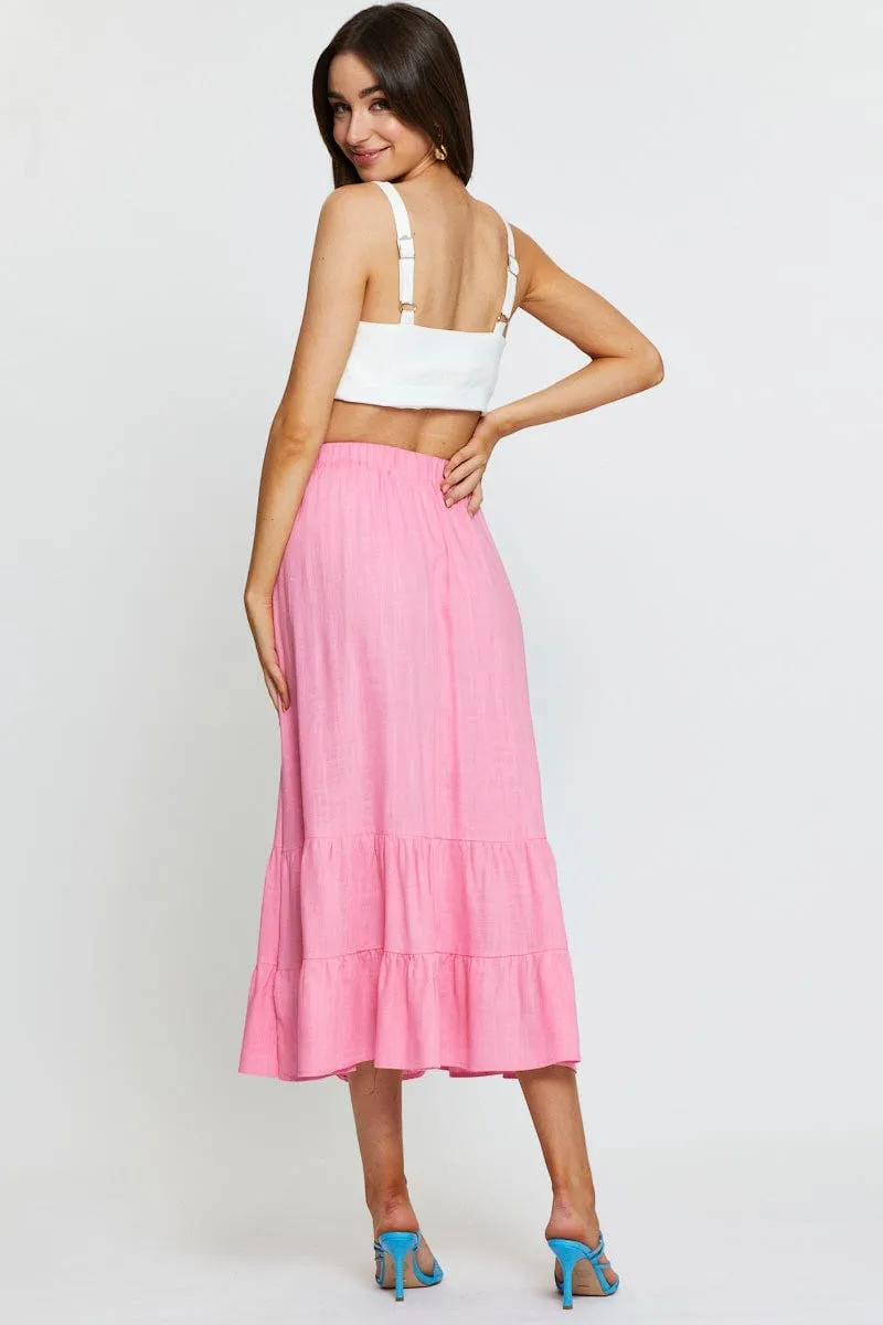 Pink Midi Skirt High Rise sold by Ally Fashion product image thumbnail 5