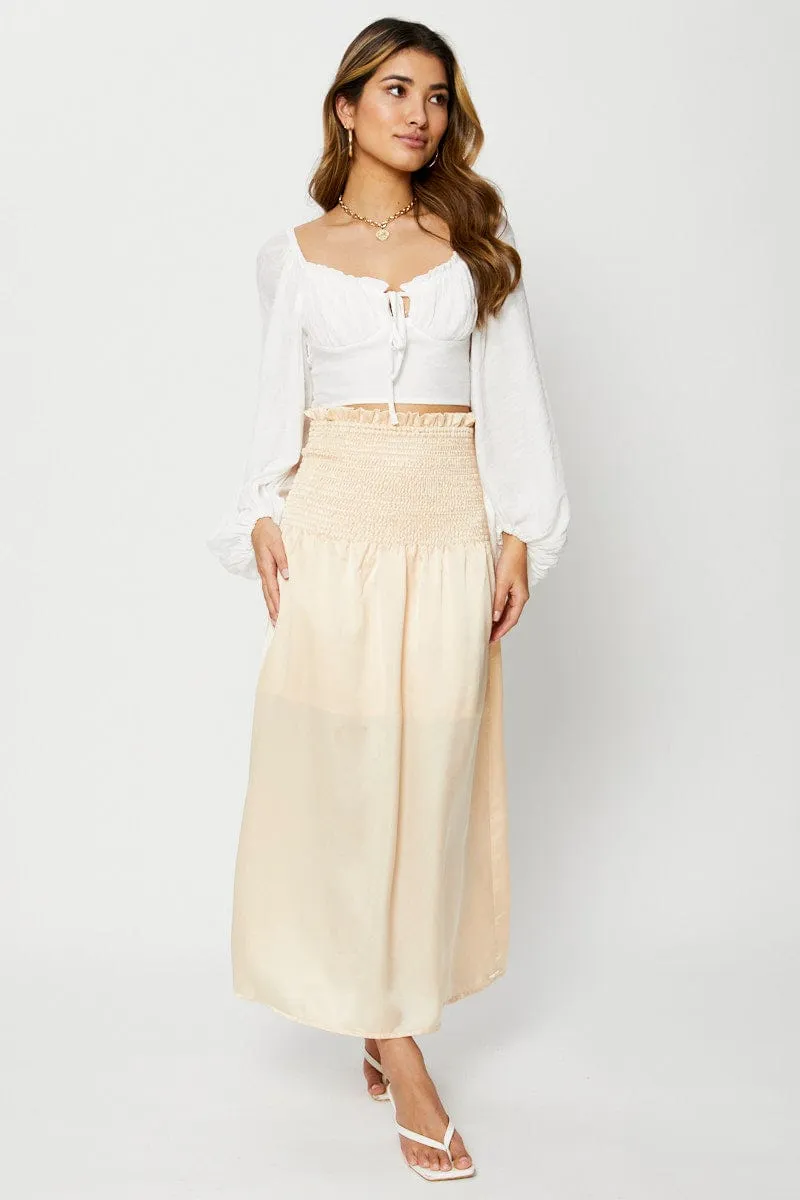White Maxi Skirt Satin sold by Ally Fashion