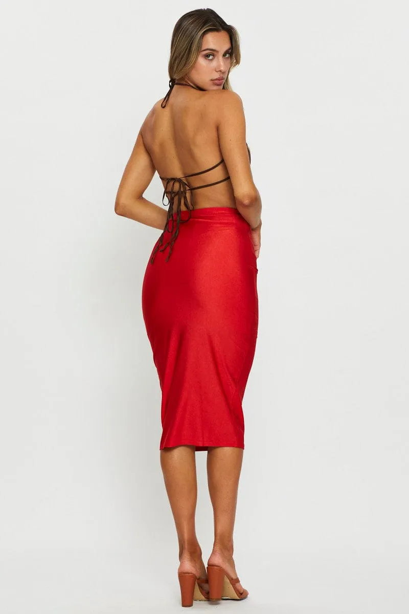 Brown Midi Skirt Evening sold by Ally Fashion product image thumbnail 5