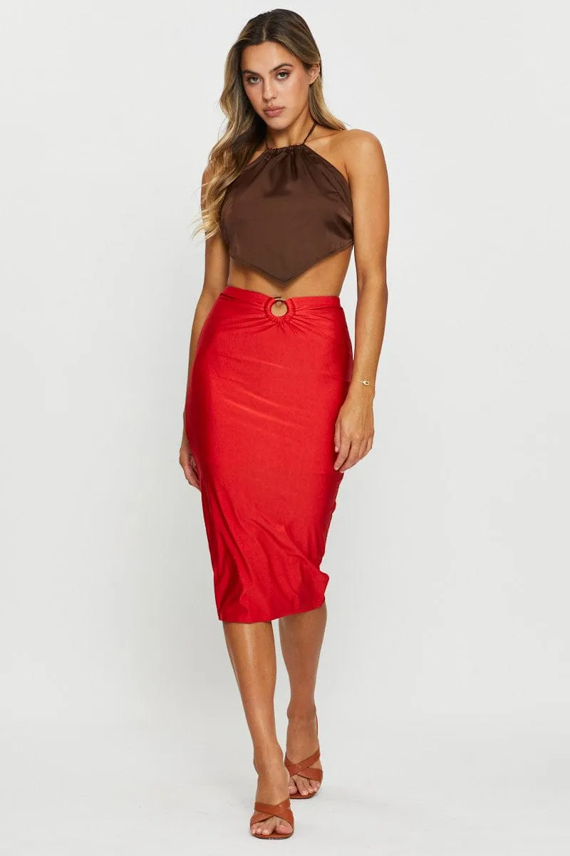 Brown Midi Skirt Evening sold by Ally Fashion product image thumbnail 3