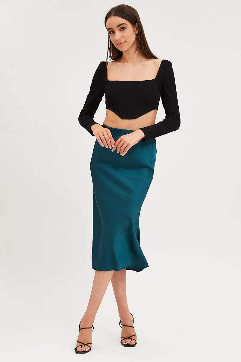Blue Slip Skirt Midi Satin sold by Ally Fashion product image thumbnail 3