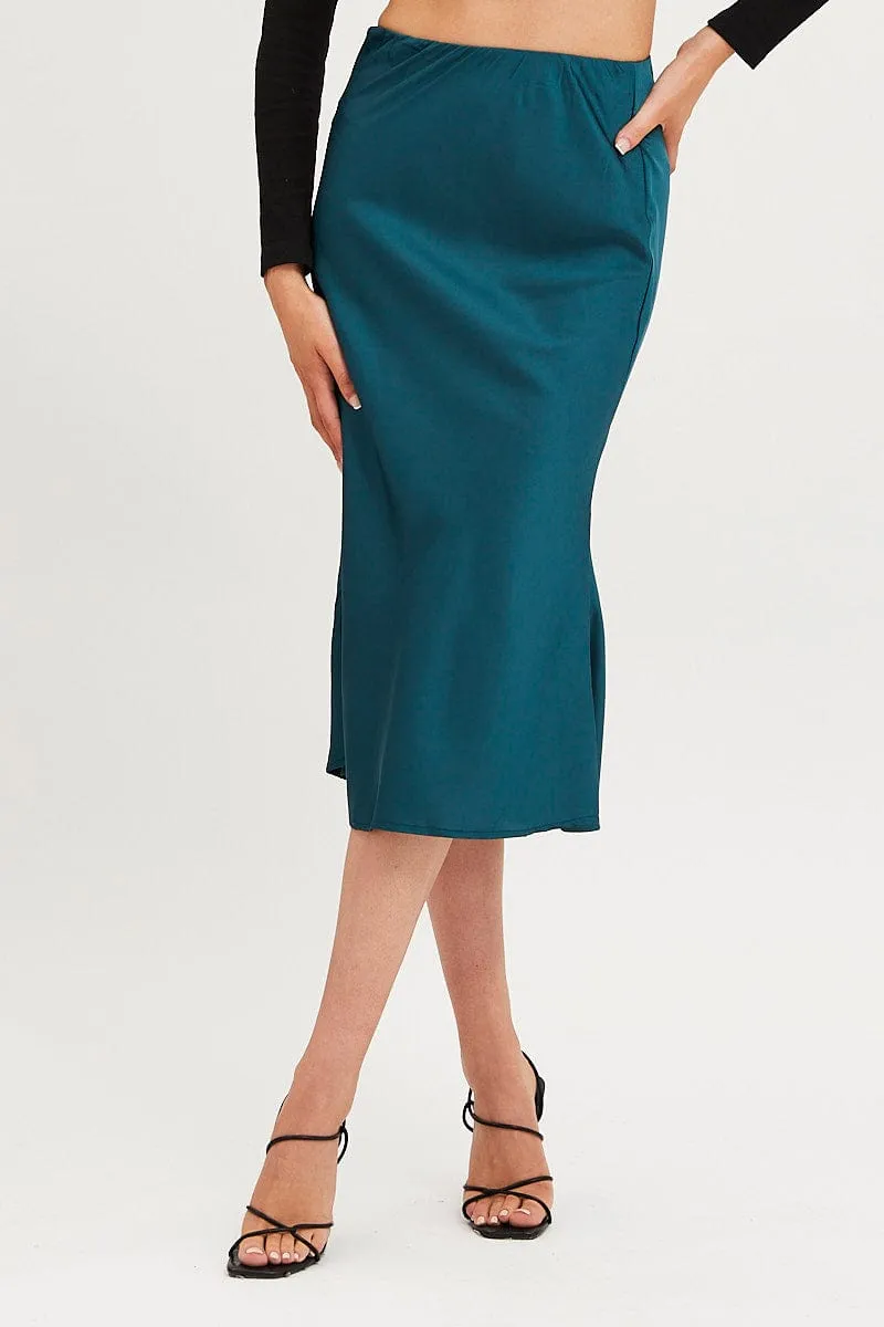 Blue Slip Skirt Midi Satin sold by Ally Fashion product image thumbnail 2