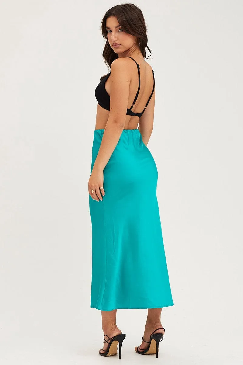 Green Slip Skirt Midi Satin sold by Ally Fashion product image thumbnail 4