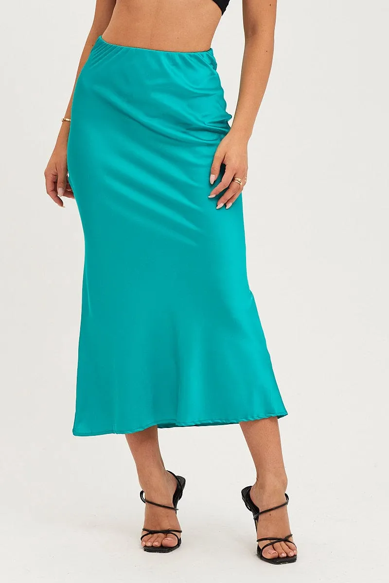 Green Slip Skirt Midi Satin sold by Ally Fashion product image thumbnail 2