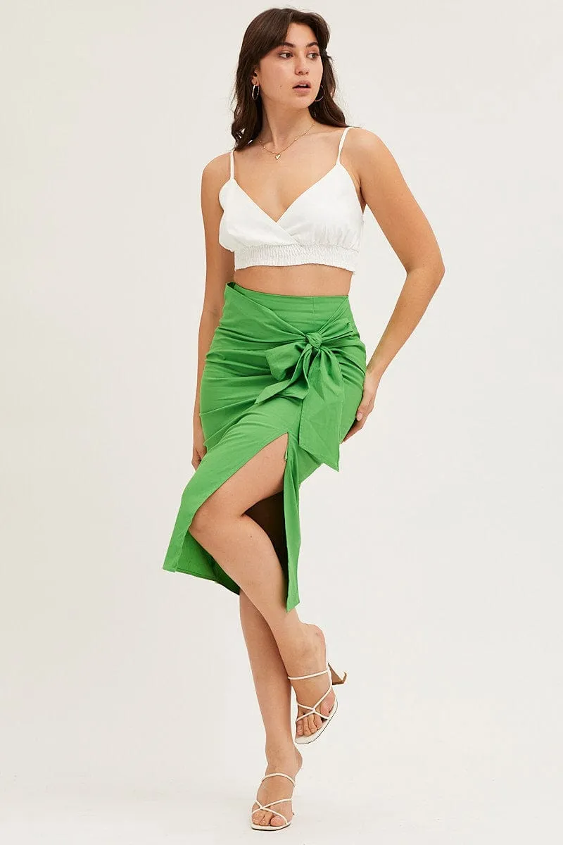 Green Front Tie Midi Skirt sold by Ally Fashion product image thumbnail 3