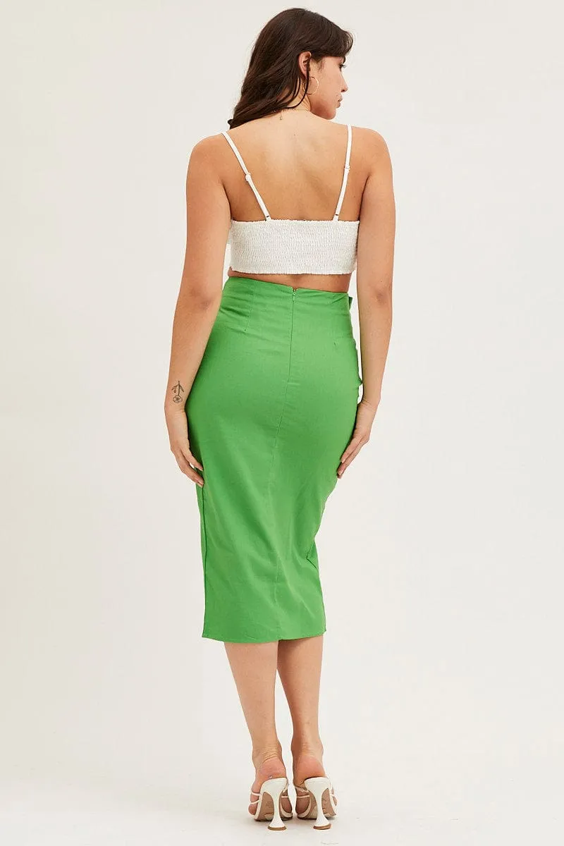 Green Front Tie Midi Skirt sold by Ally Fashion product image thumbnail 5