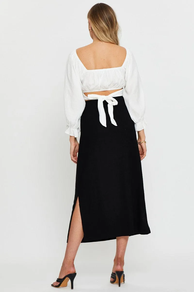 Black Tie Waist Midi Skirt sold by Ally Fashion product image thumbnail 4