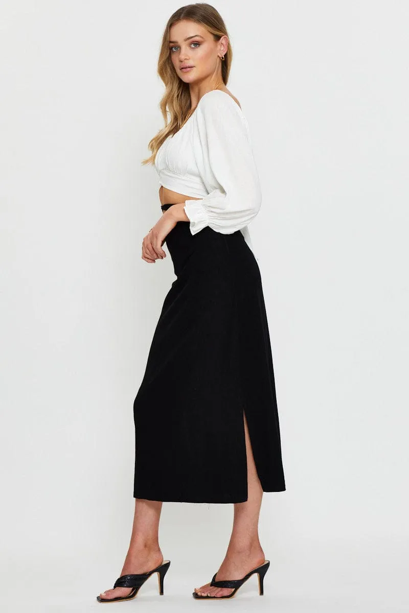 Black Tie Waist Midi Skirt sold by Ally Fashion product image thumbnail 3