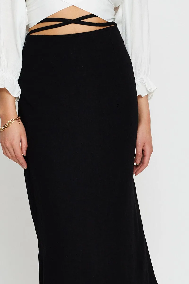 Black Tie Waist Midi Skirt sold by Ally Fashion product image thumbnail 5
